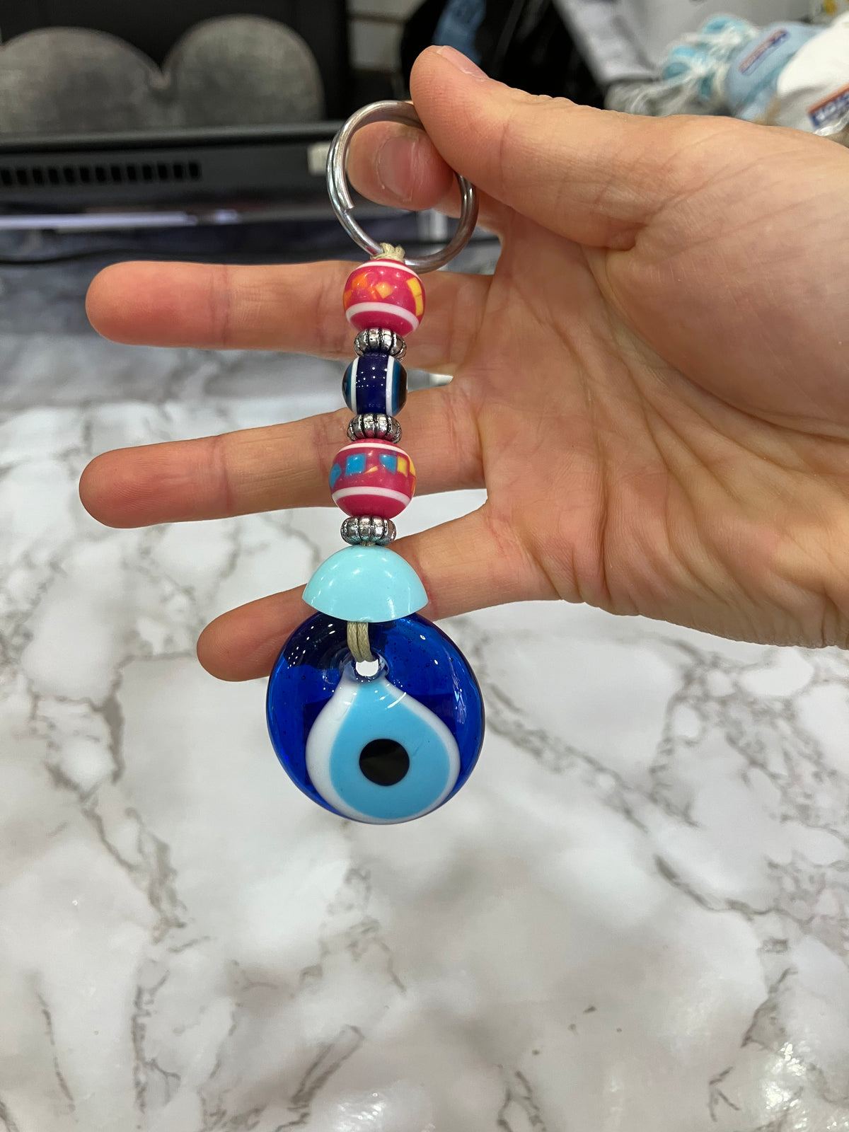 Blue Evil Eye Keychain – Colorful Beaded Charm