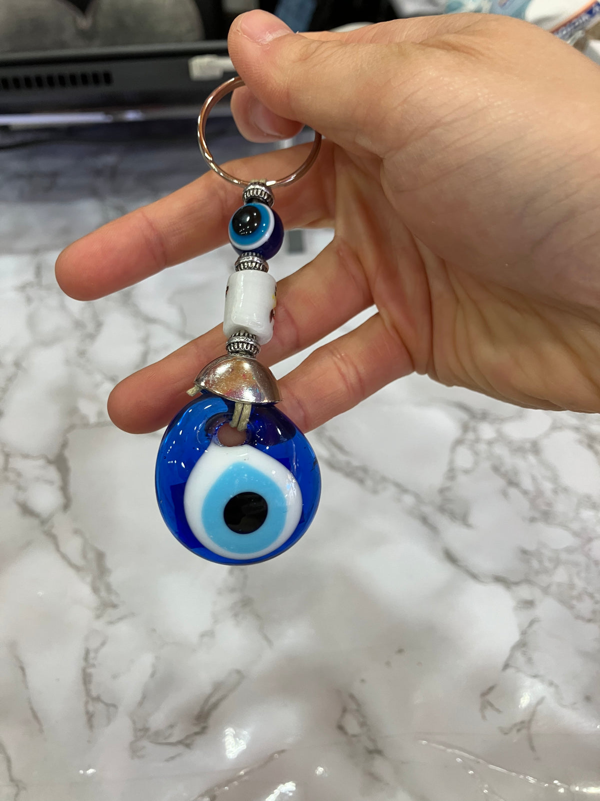 Blue Evil Eye Keychain – Colorful Beaded Charm