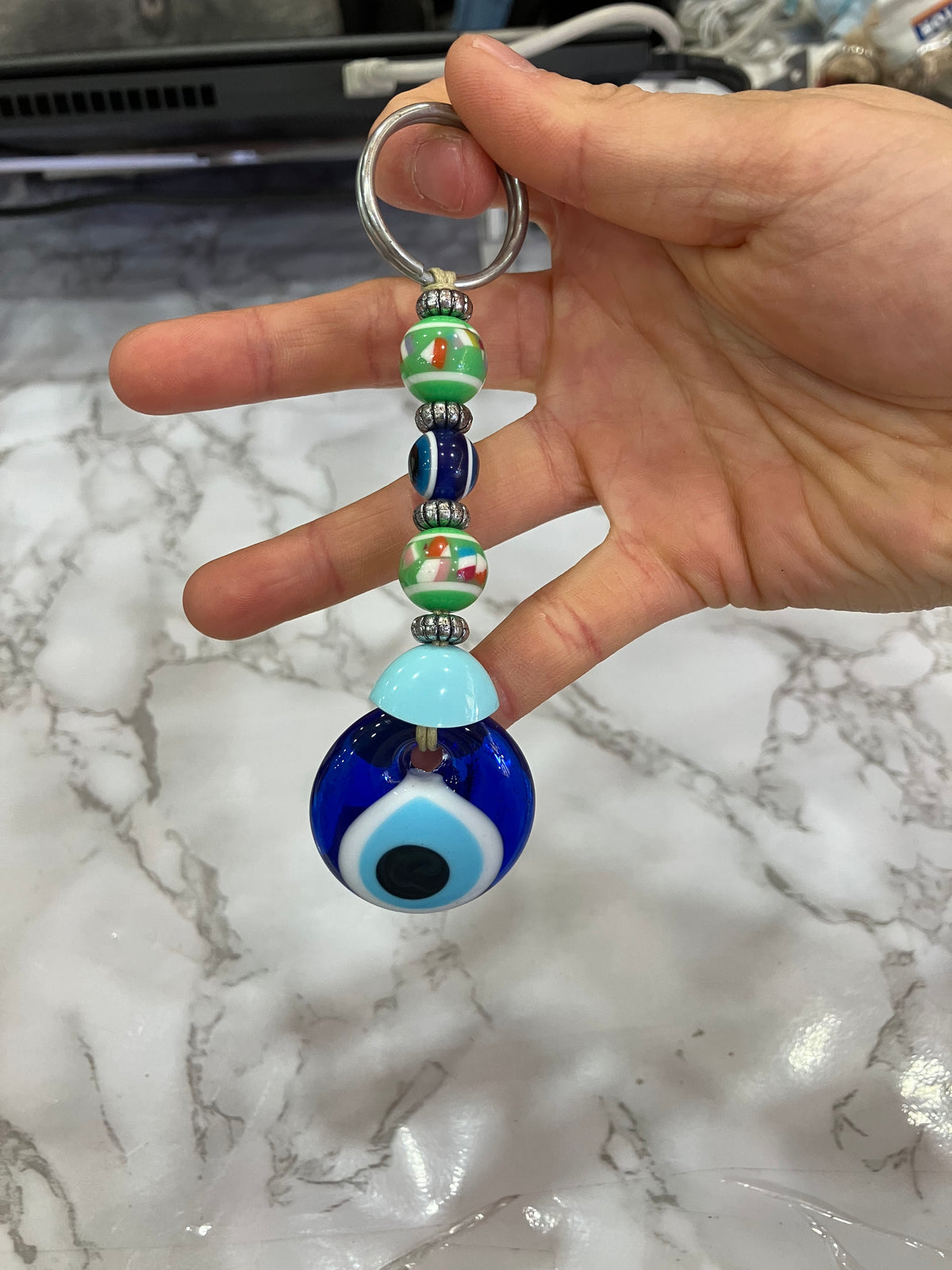 Blue Evil Eye Keychain – Colorful Beaded Charm