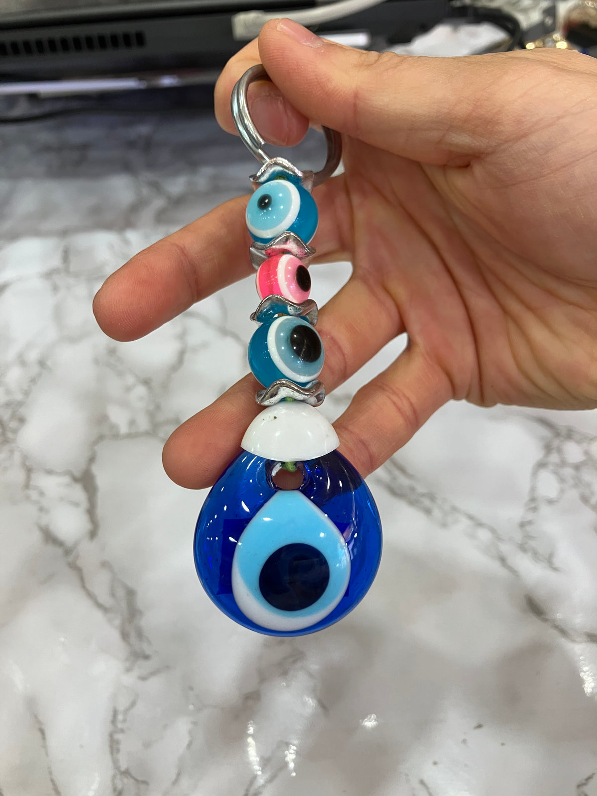 Blue Evil Eye Keychain – Colorful Beaded Charm
