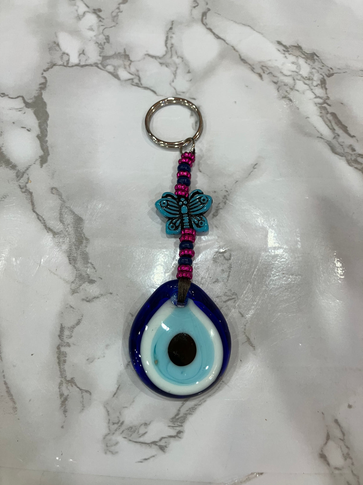 Blue Evil Eye Keychain – Colorful Beaded Charm