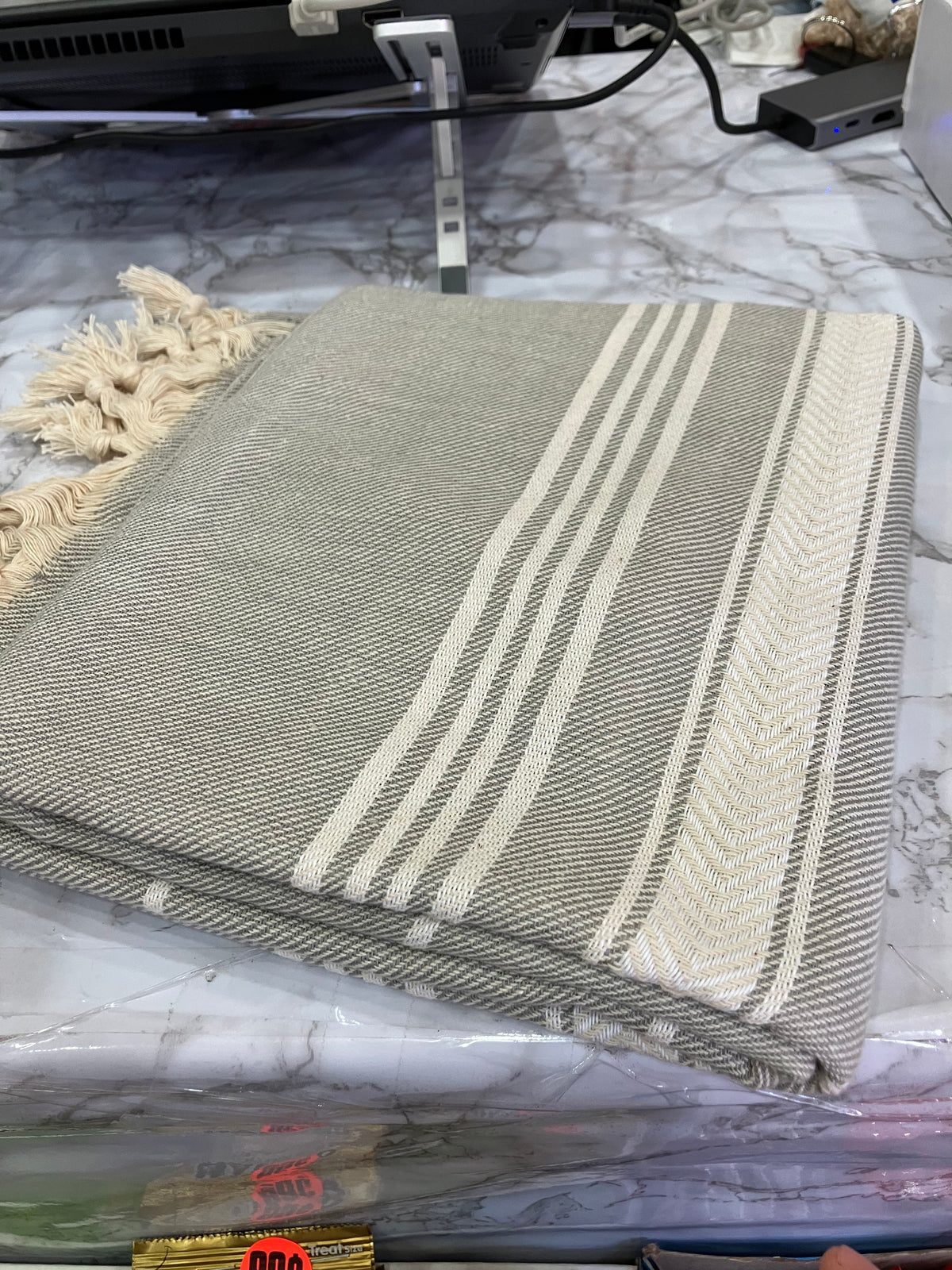 Turkish Cotton Shower Towel with Decorative Fringe