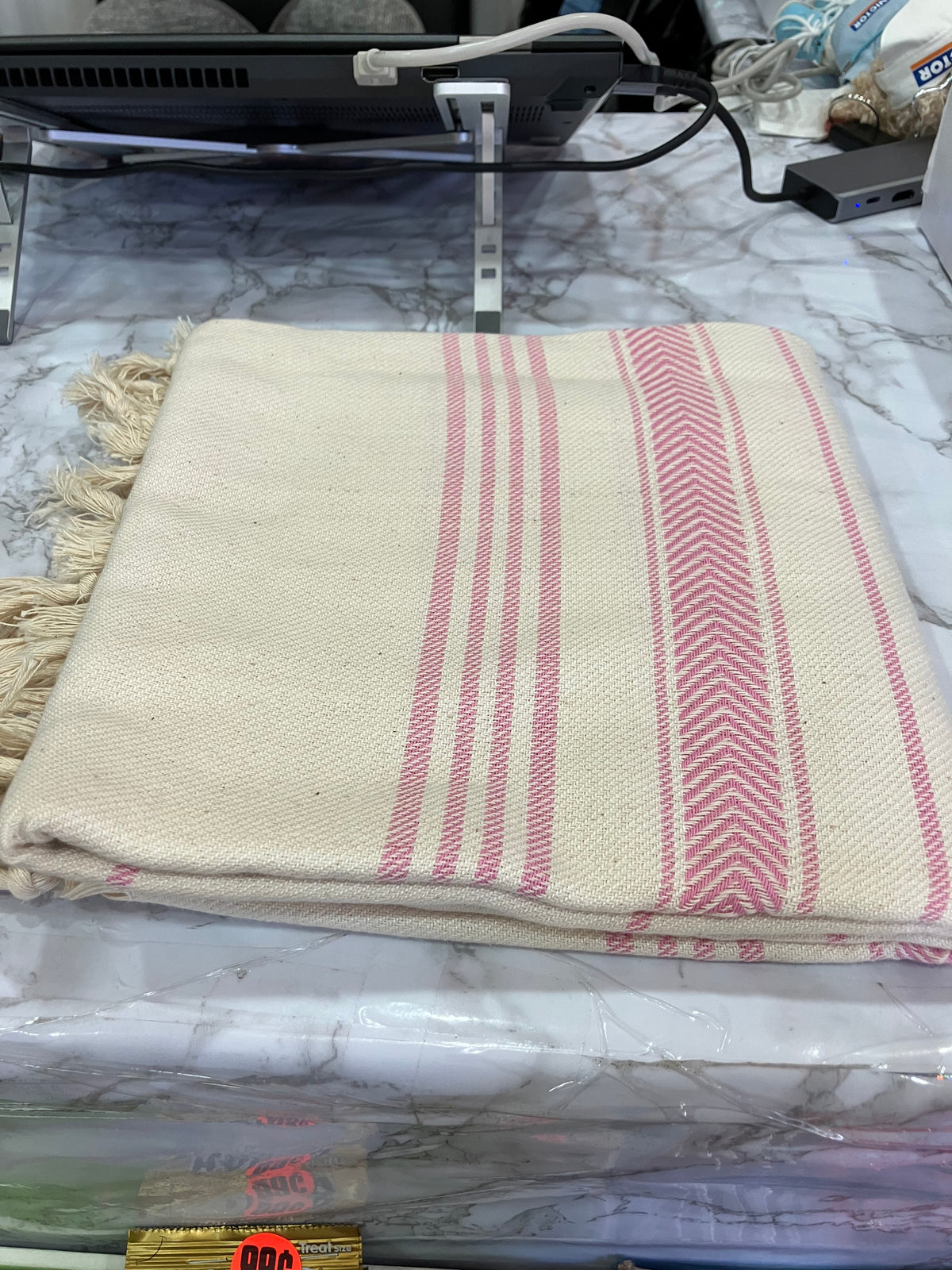 Turkish Cotton Shower Towel with Decorative Fringe