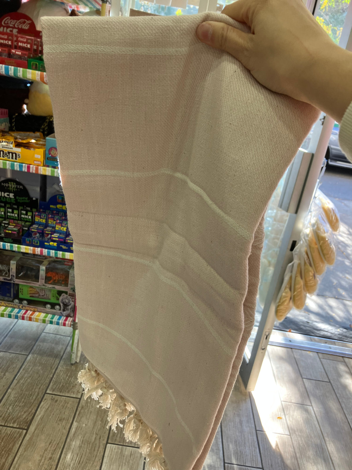 Turkish Cotton Shower Towel with Decorative Fringe