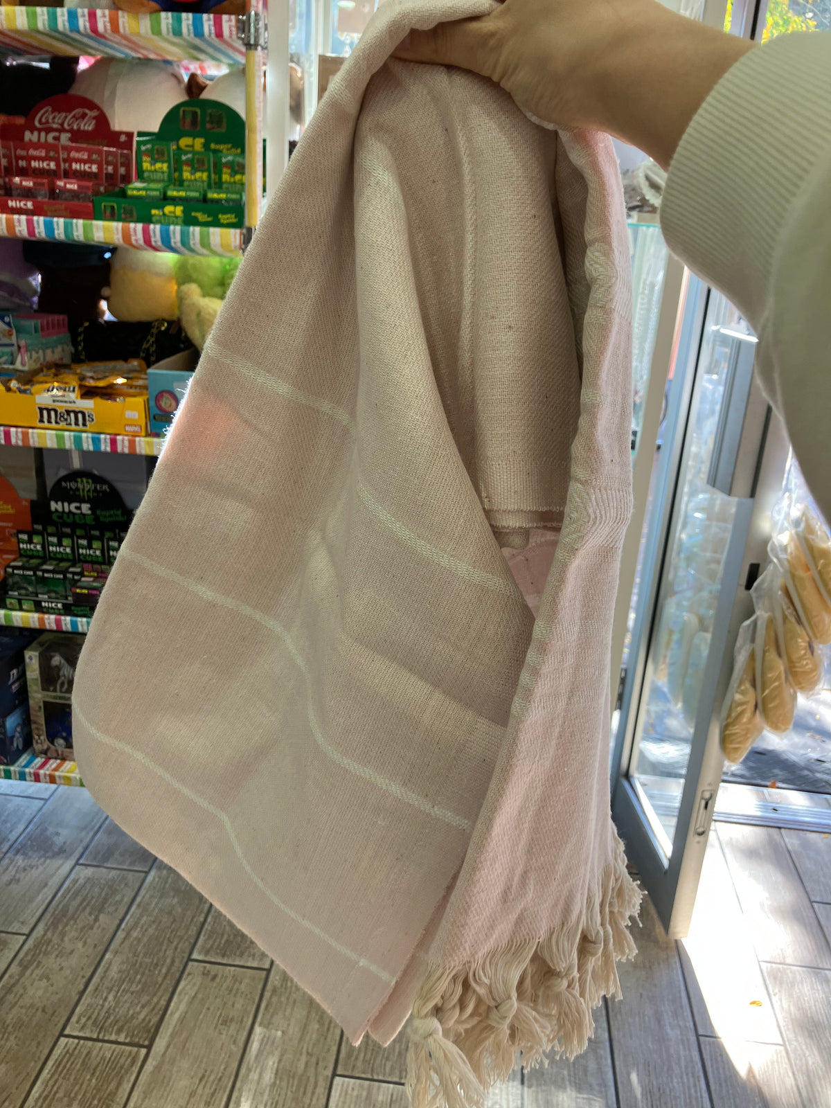 Turkish Cotton Shower Towel with Decorative Fringe