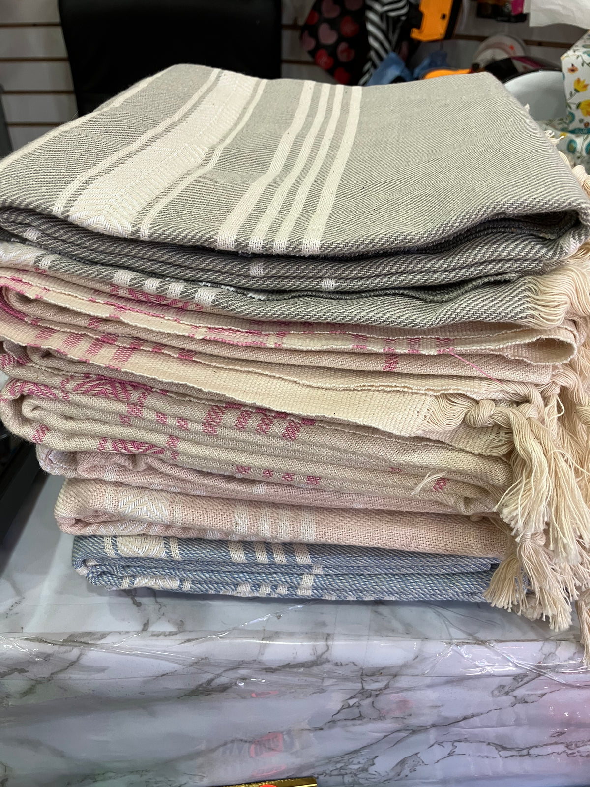 Turkish Cotton Shower Towel with Decorative Fringe