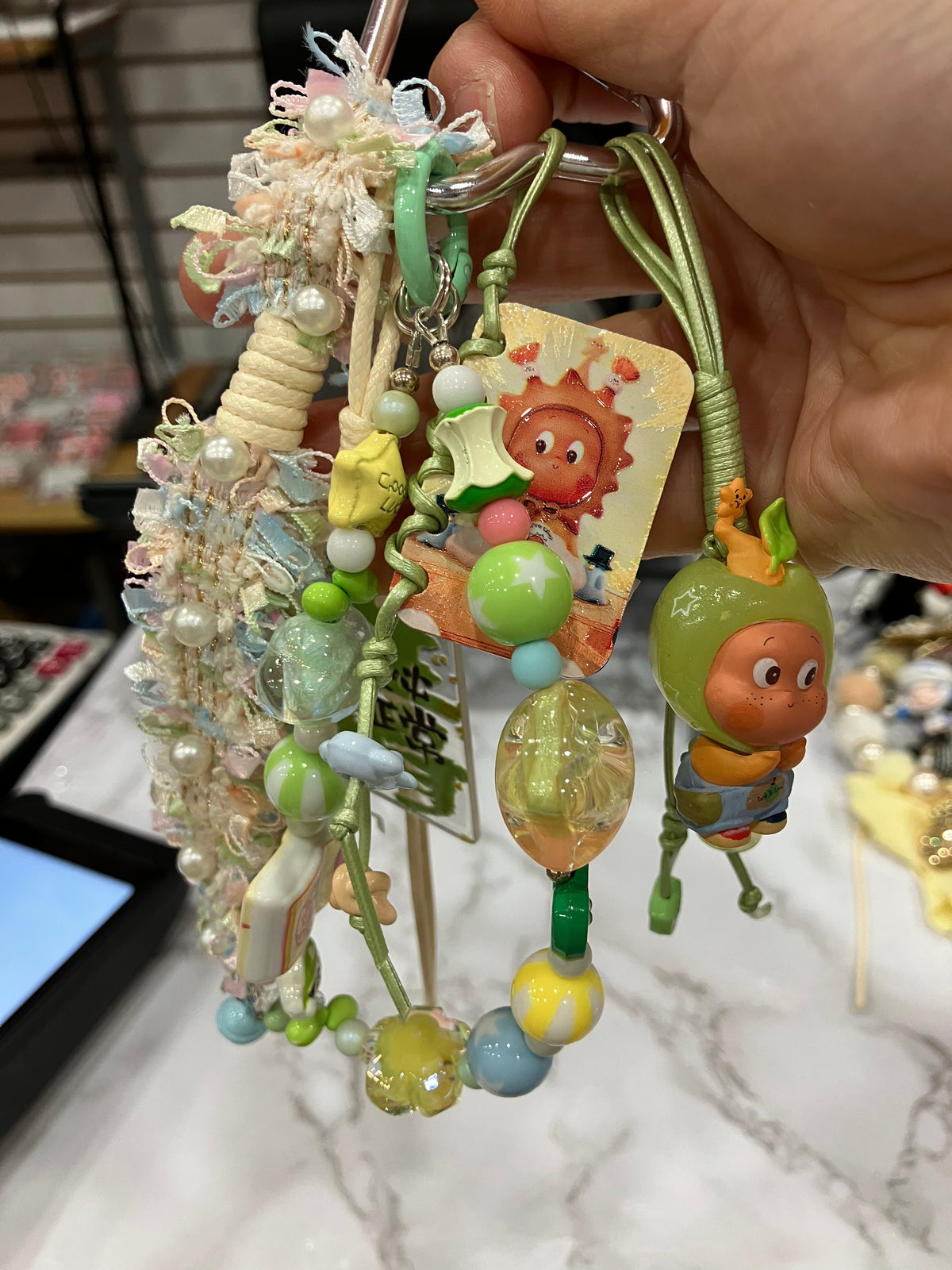 Colorful Beaded Bag Charm & Keychain