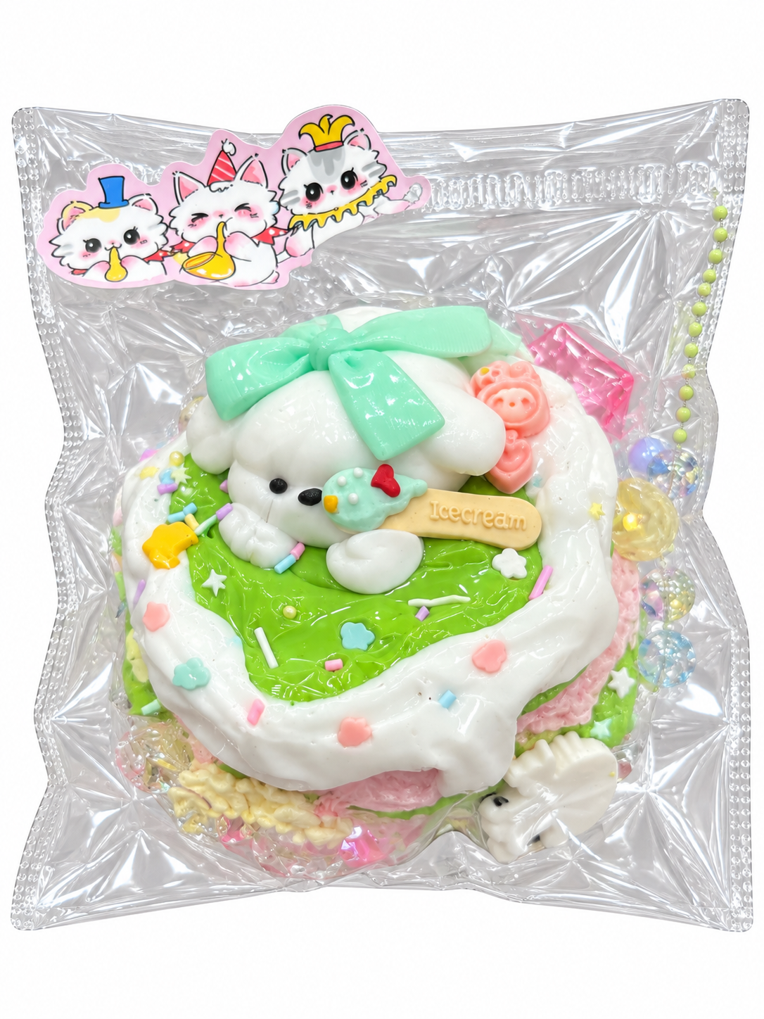 Cute Bunny Cake Squishy Toy Set – Mint Green