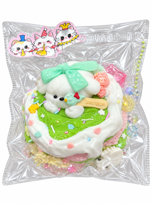 Cute Bunny Cake Squishy Toy Set – Mint Green