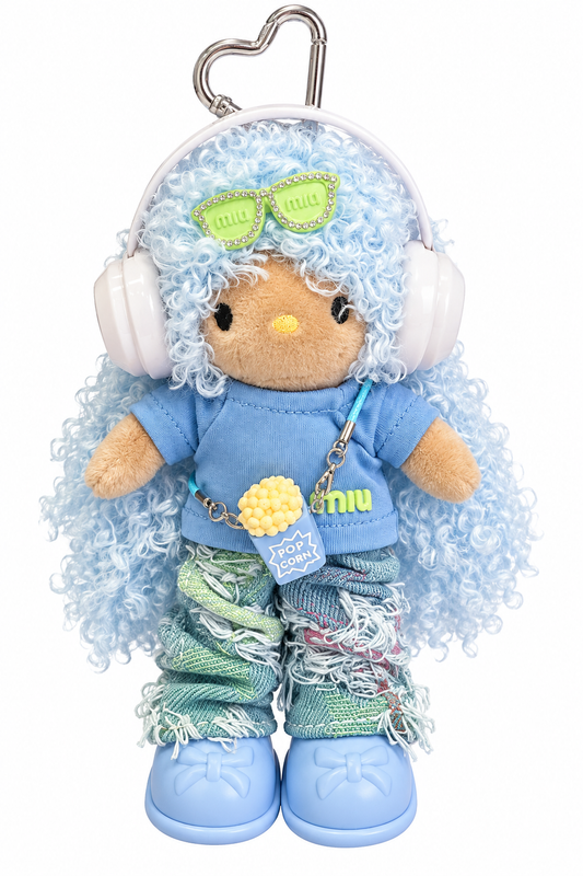Handmade Plush Doll Keychain – Blue