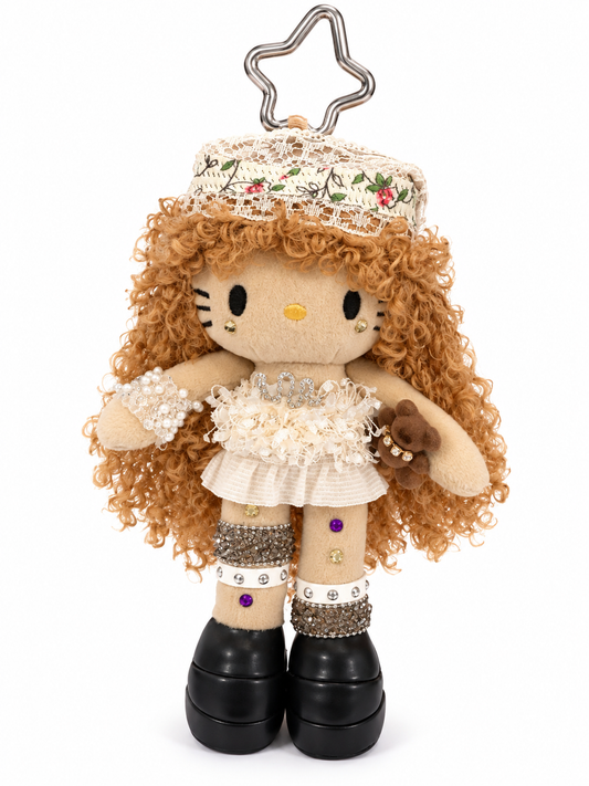Vintage Floral Plush Doll Keychain