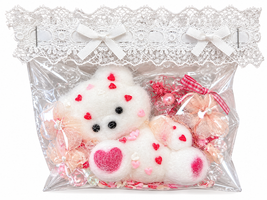 Cute White Bunny Squishy Toy – Heart Design with Lace Gift Packaging