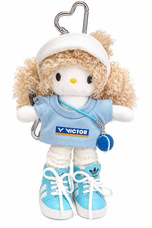 Handmade Plush Doll Keychain – Blue Sports Style